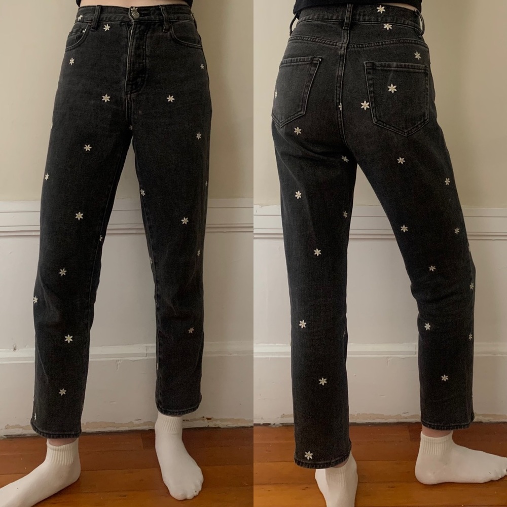 Black Daisy High-rise Straight Jeans (black, size 22)